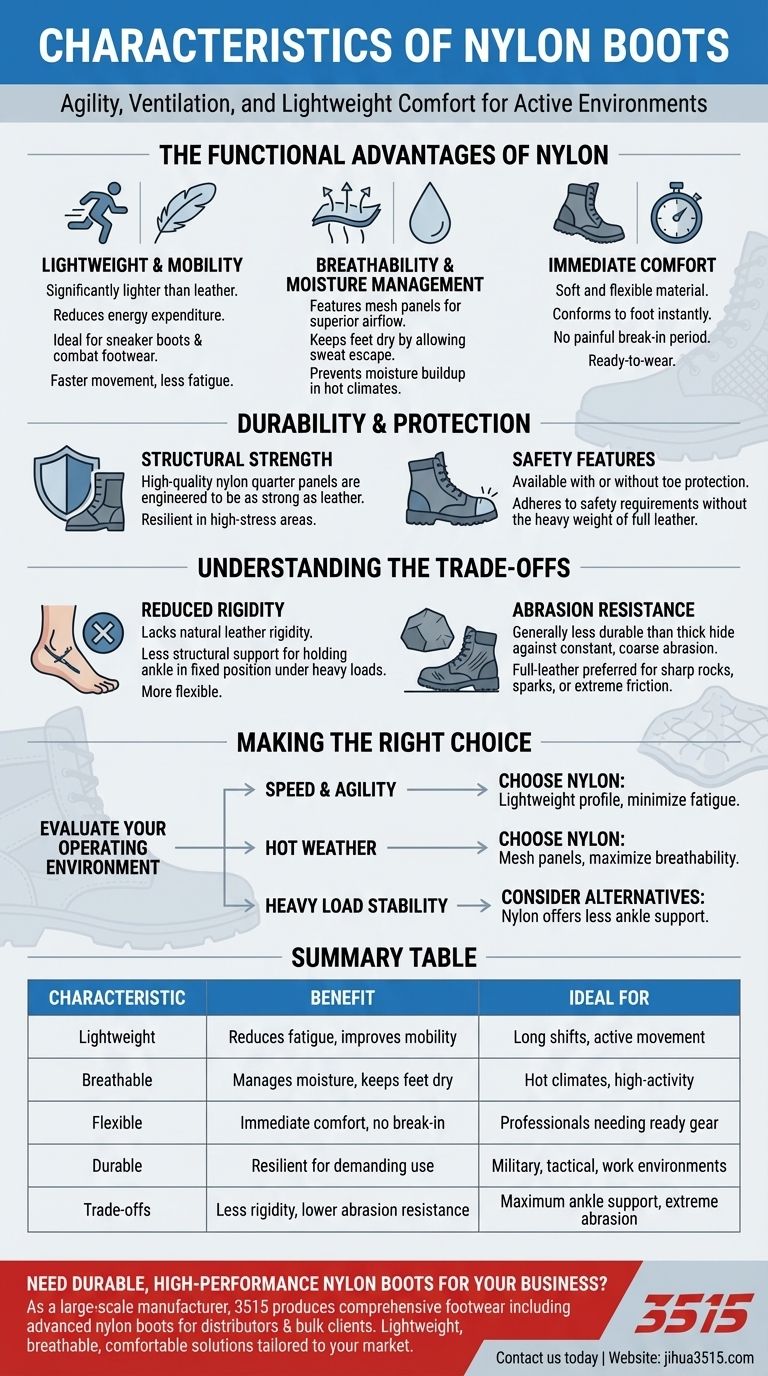 ¿Cuáles son las características de las botas de nailon? Calzado ligero y transpirable para uso activo Guía Visual
