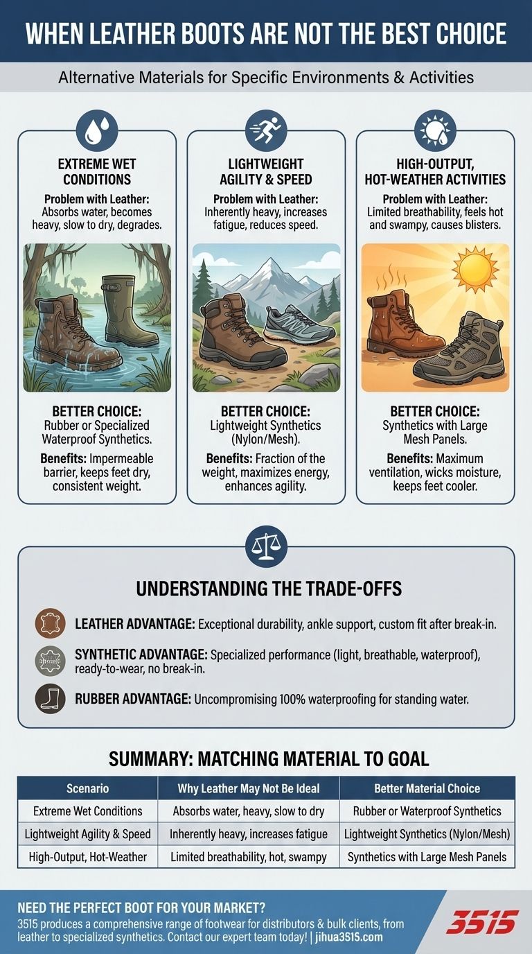 Ci sono situazioni in cui la pelle potrebbe non essere il materiale migliore per gli stivali? Scopri quando scegliere alternative Guida Visiva