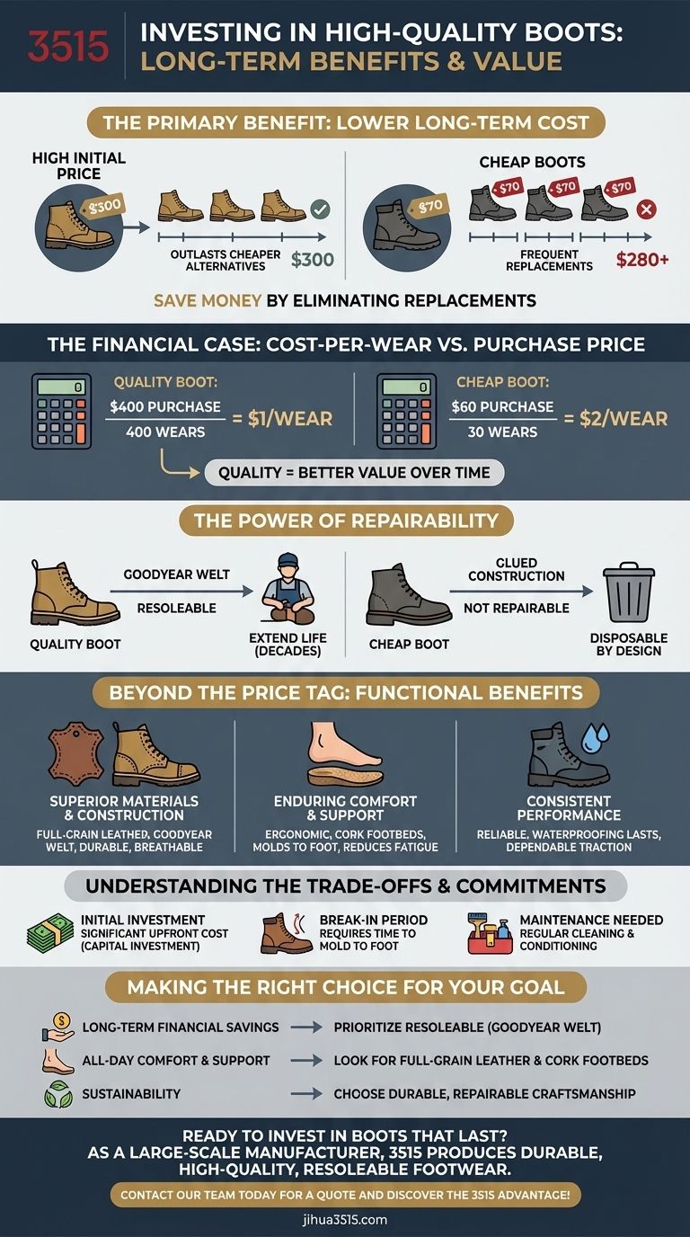 고품질 부츠에 투자하면 어떤 이점이 있나요? 장기적인 비용 절감 및 편안함 극대화 시각적 가이드