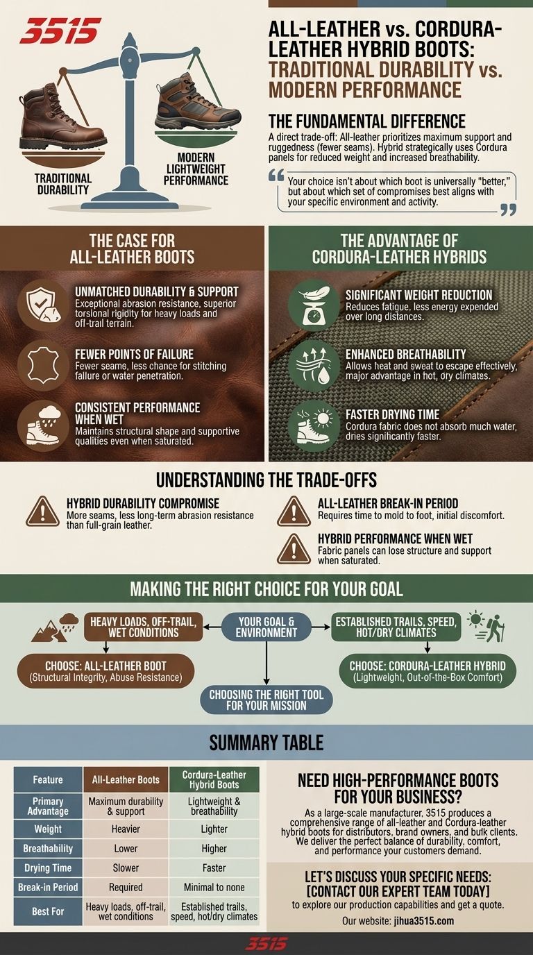 Quelles sont les principales différences entre les bottes entièrement en cuir et les bottes hybrides cuir-Cordura ? Choisissez la bonne botte pour votre mission Guide Visuel
