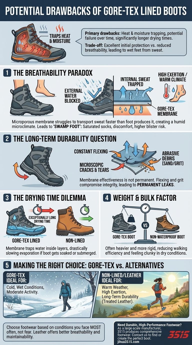 Quais são as desvantagens potenciais das botas com forro Gore-Tex? Os compromissos ocultos do calçado impermeável Guia Visual