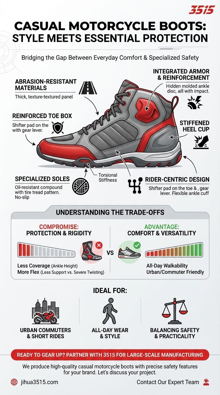 What are street or casual motorcycle boots and their features? A Guide to Stylish, Safe Riding Footwear Visual Guide