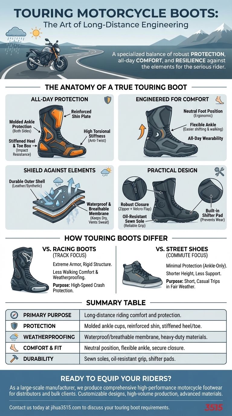 Qu'est-ce qu'une botte de moto de tourisme et quelles sont ses caractéristiques ? L'équipement essentiel pour les motards longue distance Guide Visuel