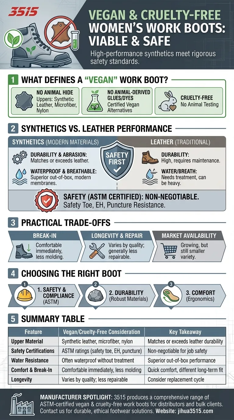 Existe-t-il des options végétaliennes ou sans cruauté pour les bottes de travail pour femmes ? Trouvez des alternatives sûres et durables Guide Visuel