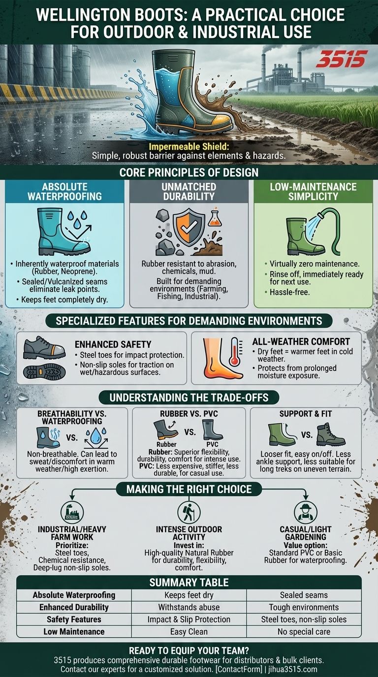 O que torna as botas Wellington uma escolha prática? Proteção Inigualável para Trabalhos ao Ar Livre e Industriais Guia Visual