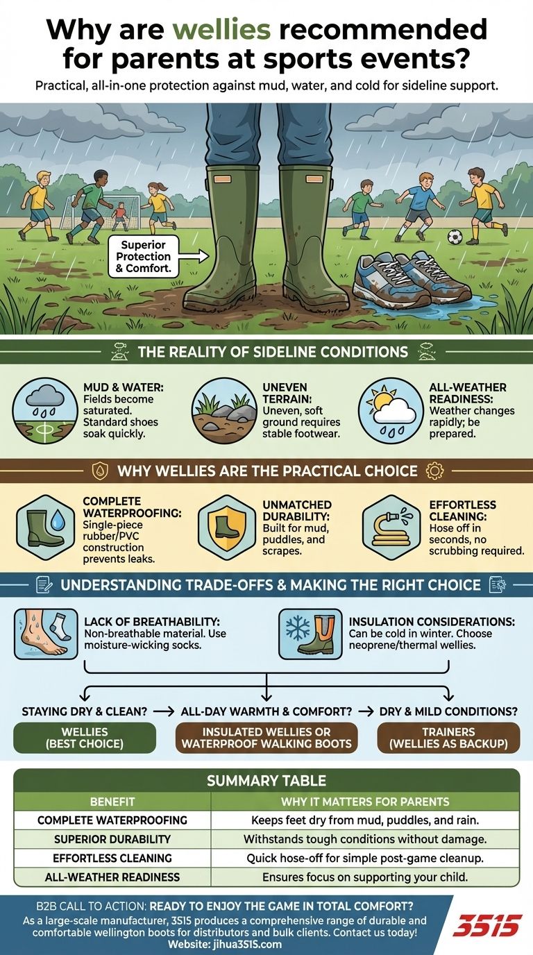 Pourquoi les bottes en caoutchouc sont-elles recommandées pour les parents lors des événements sportifs ? Restez au sec et à l'aise sur la touche Guide Visuel