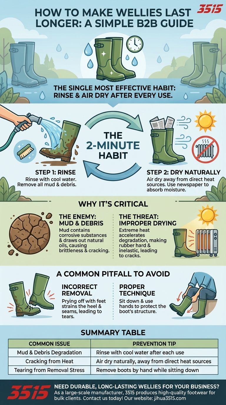 Какой простой совет поможет продлить срок службы резиновых сапог? Промывайте и сушите для максимального срока службы Визуальное руководство