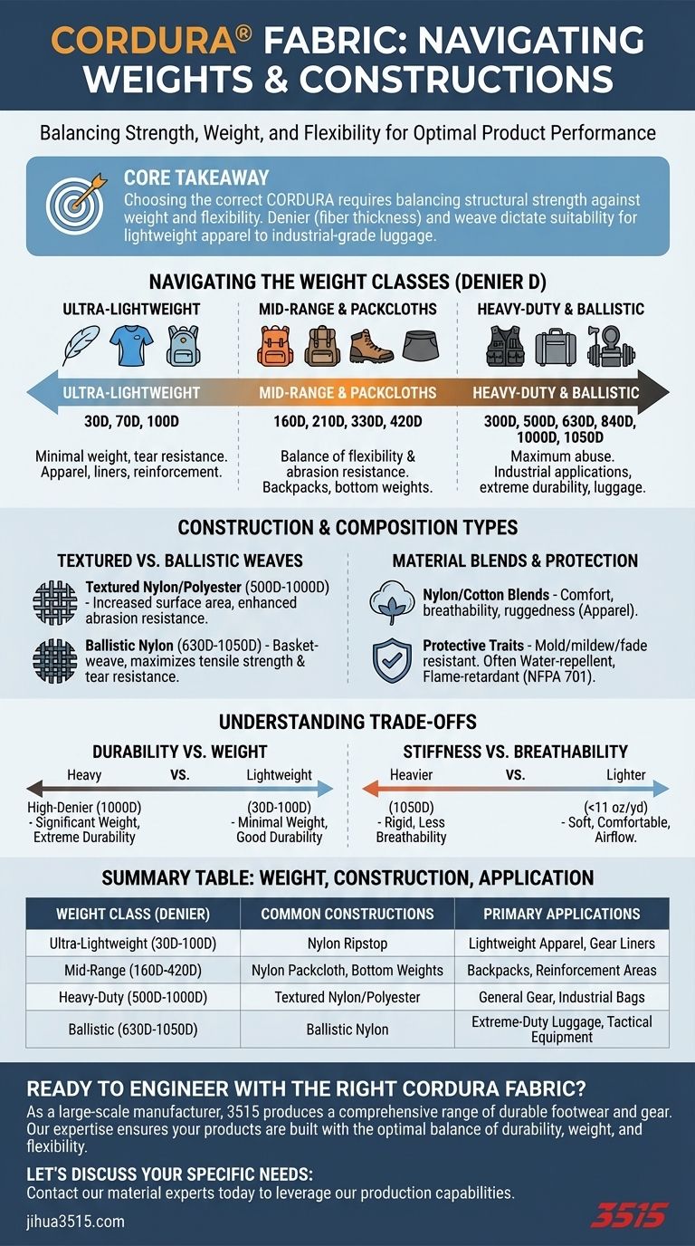 Quels sont les différents poids et constructions disponibles dans le tissu CORDURA ? Un guide de la durabilité et de la performance Guide Visuel