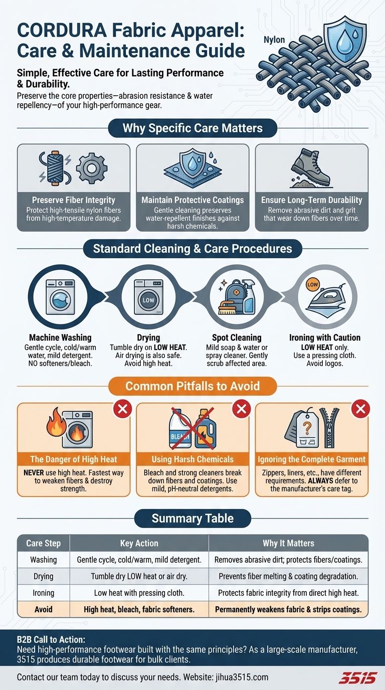 كيف يجب العناية بالملابس المصنوعة من قماش CORDURA؟ حافظ على المتانة والأداء دليل مرئي