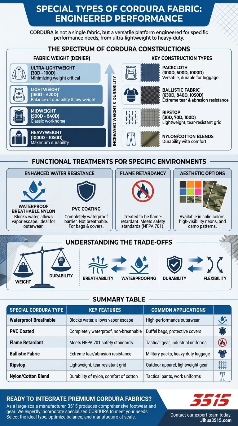 Какие специальные типы тканей CORDURA доступны? От водонепроницаемых до огнестойких Визуальное руководство