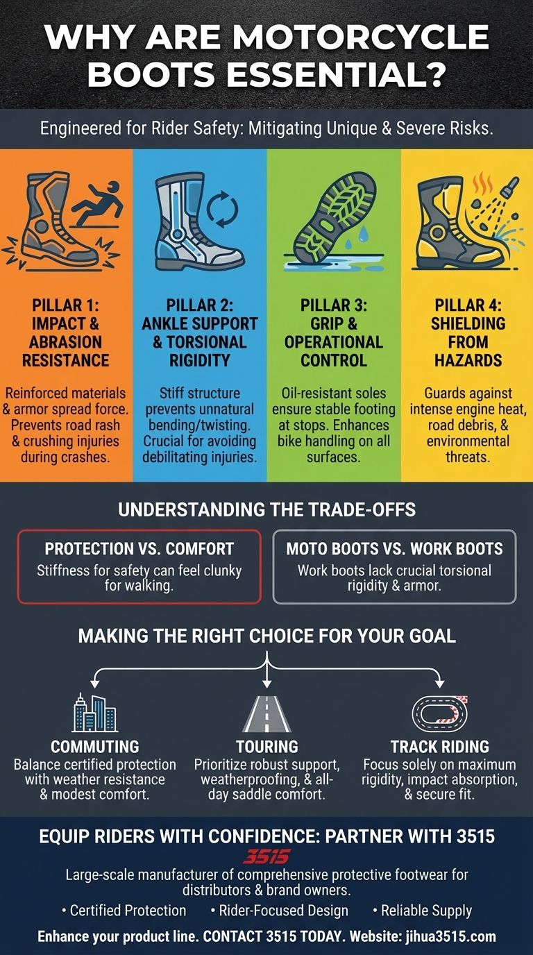 Warum sind Motorradstiefel für Fahrer unerlässlich? Die 4 Säulen des nicht verhandelbaren Schutzes Visuelle Anleitung