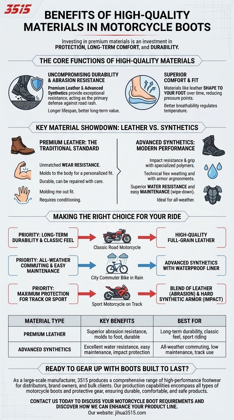 Quais são os benefícios de materiais de alta qualidade em botas de motociclista? Desbloqueie Proteção e Conforto Superiores Guia Visual