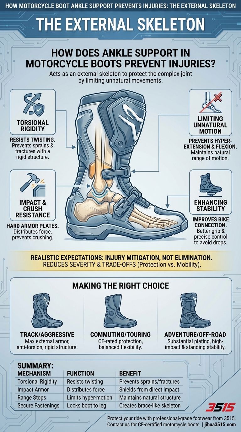 オートバイ用ブーツのアンクルサポートは、どのようにして怪我を防ぐのか？ライダーのための必須プロテクション ビジュアルガイド