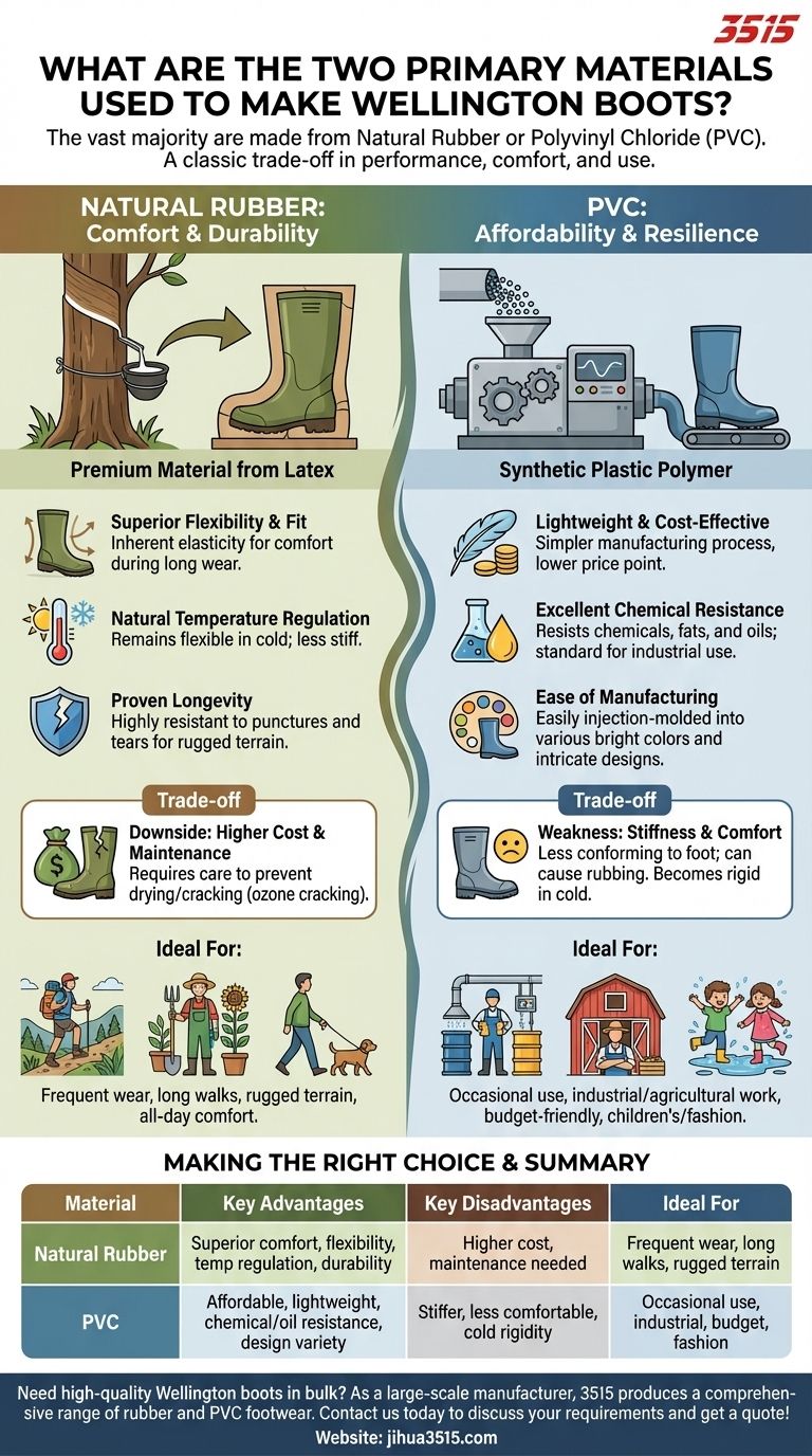 Quali sono i due materiali principali utilizzati per realizzare gli stivali di gomma? Gomma vs. PVC spiegato Guida Visiva