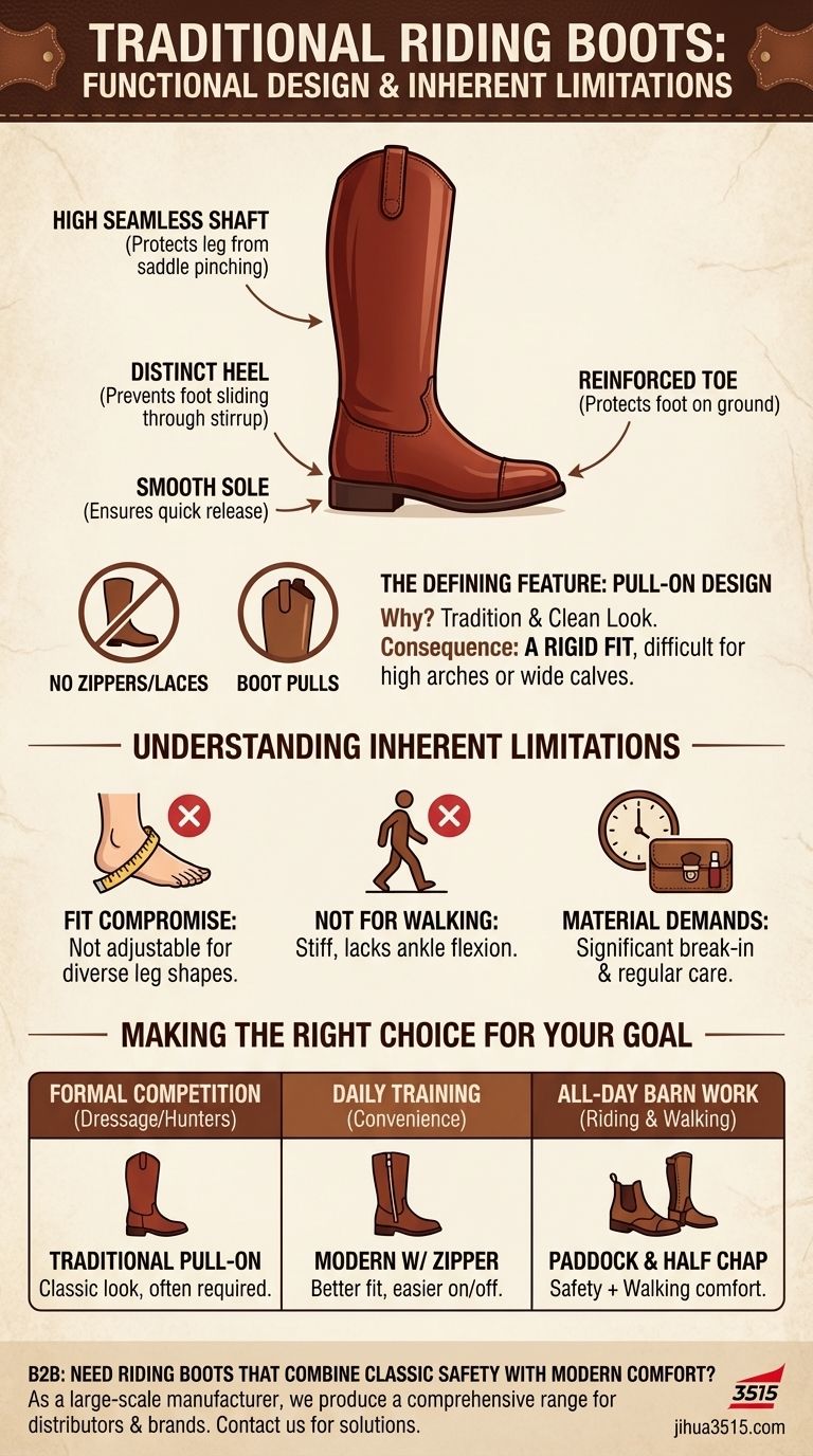 伝統的なライディングブーツはどのようにデザインされており、その限界は何ですか？クラシックな乗馬デザインを紐解く ビジュアルガイド