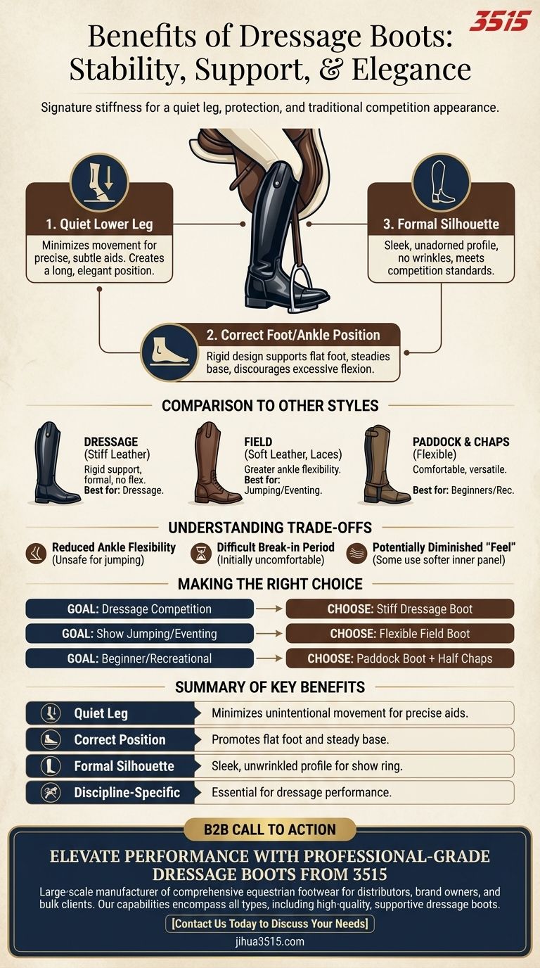 Quali sono i vantaggi degli stivali da dressage? Ottenere una posizione della gamba stabile e rifinita Guida Visiva