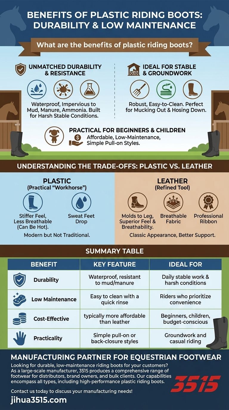 Was sind die Vorteile von Kunststoff-Reitstiefeln? Unübertroffene Haltbarkeit für Stallarbeit Visuelle Anleitung