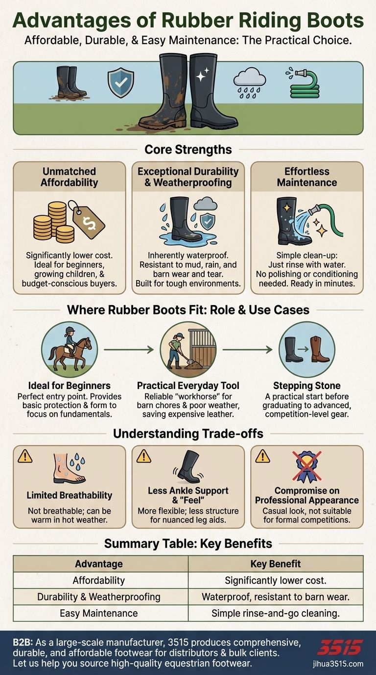 ما هي مزايا أحذية ركوب الخيل المطاطية؟ متينة، بأسعار معقولة وسهلة الصيانة دليل مرئي