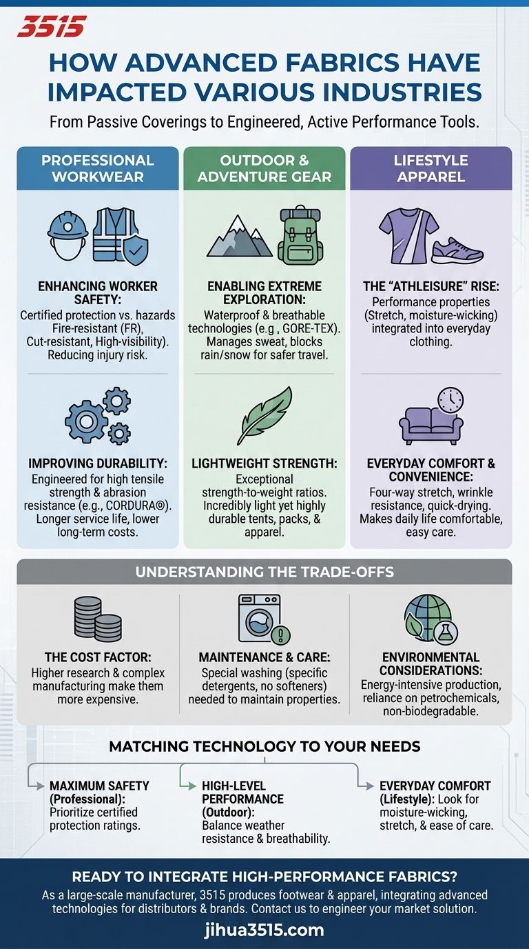 첨단 직물이 다양한 산업에 어떤 영향을 미쳤습니까? 엔지니어드 섬유 혁명을 발견하십시오 시각적 가이드