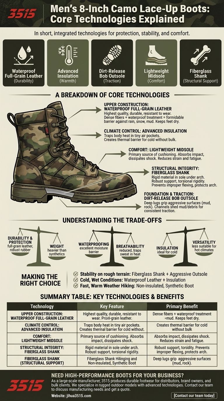Quelles technologies sont utilisées dans les bottes de chasse à lacets camouflage de 8 pouces pour hommes ? Un guide des performances robustes en extérieur Guide Visuel