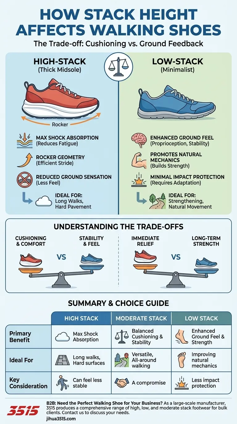 Quel est l'impact de la hauteur de la semelle sur les chaussures de marche ? Trouvez le juste équilibre entre amorti et stabilité. Guide Visuel