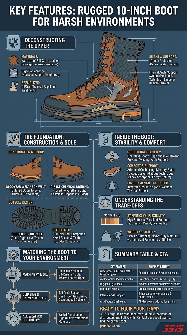 Was sind die Hauptmerkmale eines robusten 10-Zoll-Stiefels? Maximale Haltbarkeit und Schutz freischalten Visuelle Anleitung