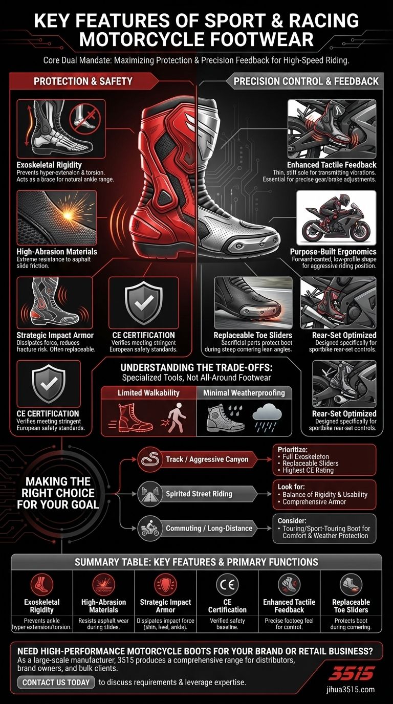 Quelles sont les caractéristiques clés des chaussures de moto de sport et de course ? Protection et contrôle essentiels pour les motards de haute performance Guide Visuel