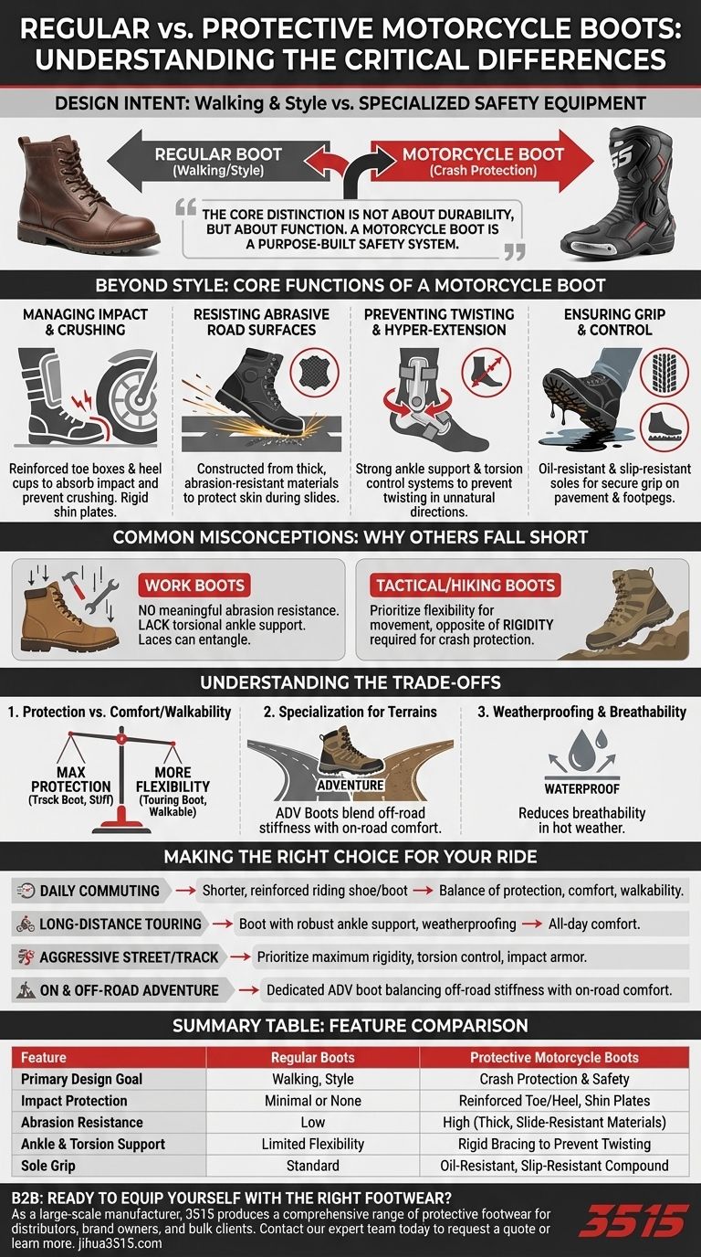 Quais são as principais diferenças entre botas de motocicleta normais e de proteção? Escolha a Proteção Certa para o Seu Passeio Guia Visual
