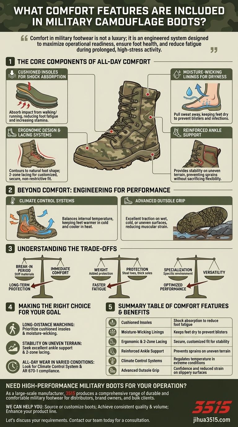 Quali caratteristiche di comfort sono incluse negli scarponi militari mimetici? Essenziali per resistenza e prestazioni Guida Visiva