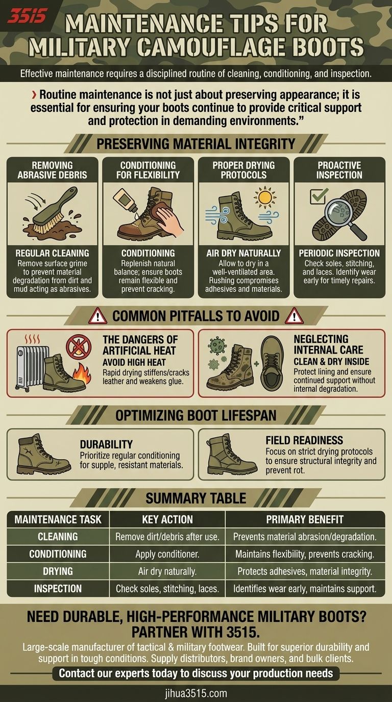 What are some maintenance tips for military camouflage boots? Keep Your Gear Field-Ready Visual Guide