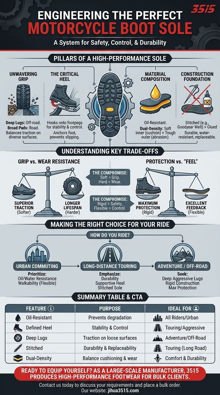 ¿Qué características debe tener una buena suela de bota de motocicleta? La guía definitiva sobre agarre, durabilidad y seguridad Guía Visual