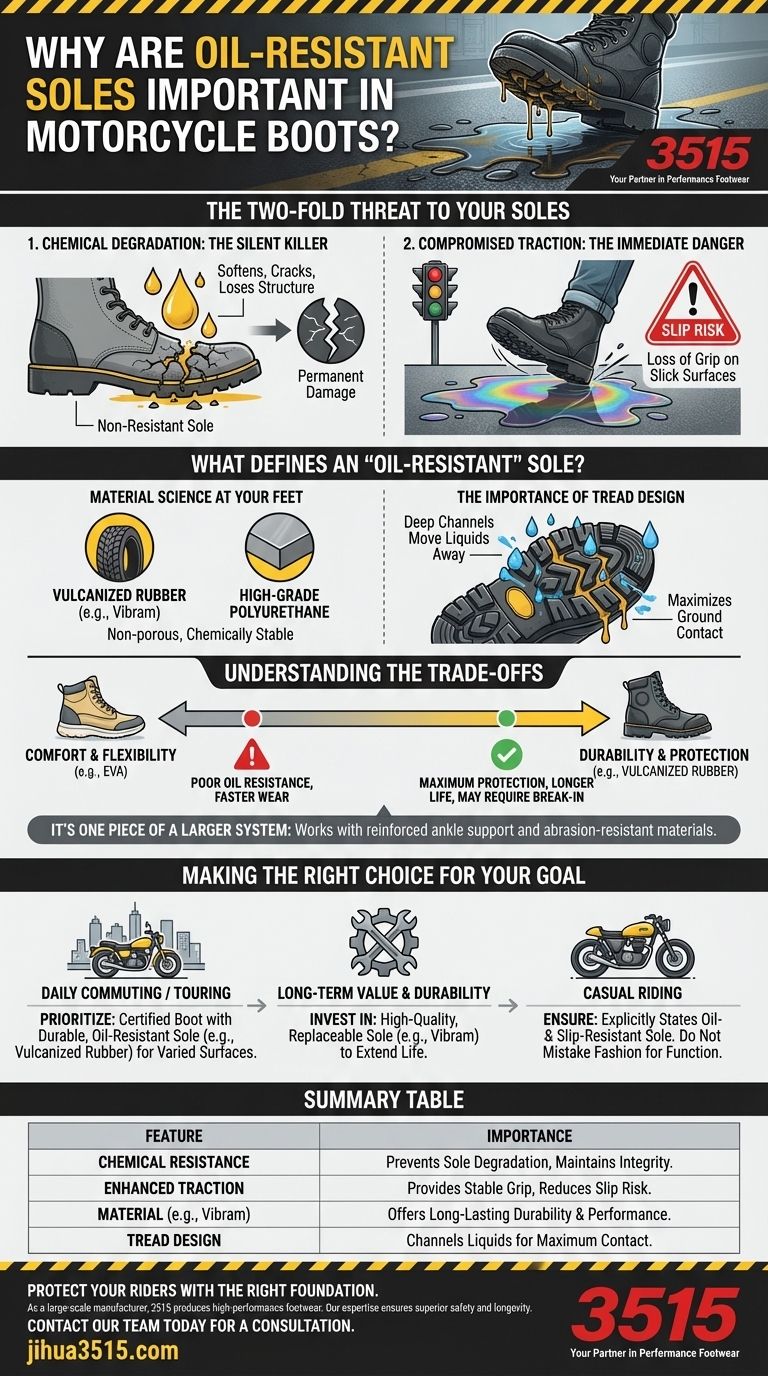 Pourquoi les semelles résistantes à l'huile sont-elles importantes pour les bottes de moto ? Essentiel pour la sécurité et la durabilité du motard Guide Visuel