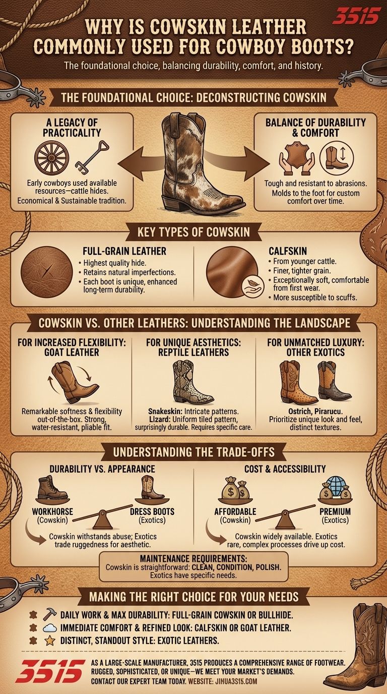 Pourquoi le cuir de vache est-il couramment utilisé pour les bottes de cowboy ? L'équilibre parfait entre durabilité et tradition Guide Visuel