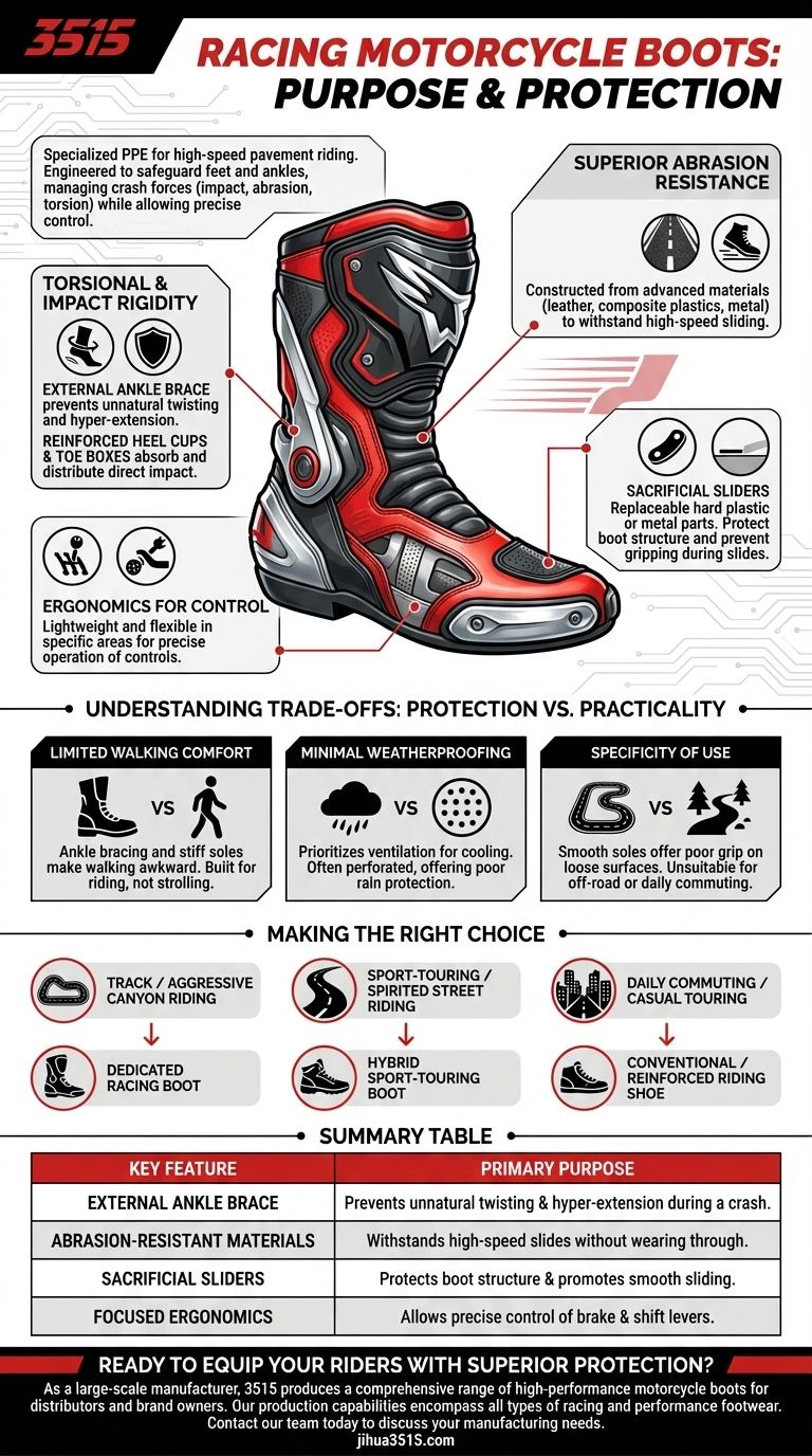 ما هي أحذية الدراجات النارية السباق والغرض منها؟ زيادة سلامة الراكب على الحلبة دليل مرئي