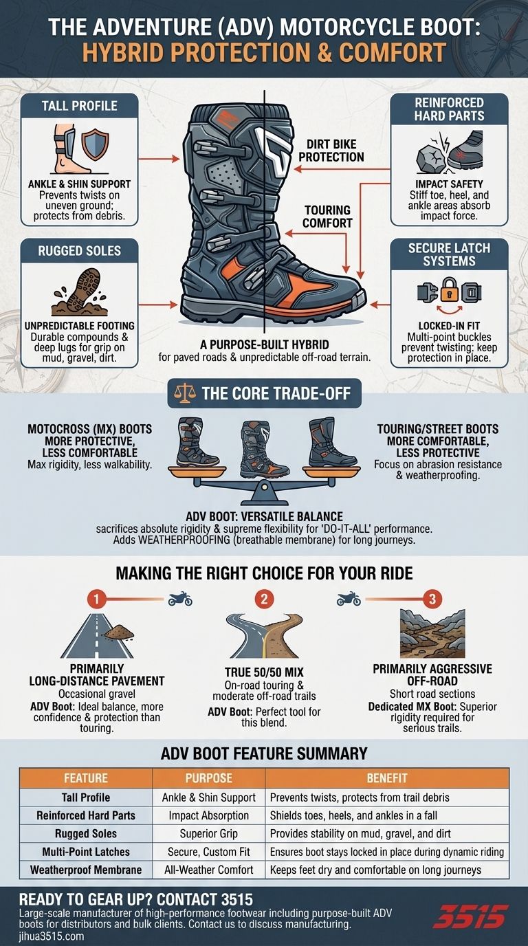 ¿Qué son las botas de moto de aventura (ADV) y cuáles son sus características? El híbrido definitivo para jinetes de carretera y senderos Guía Visual