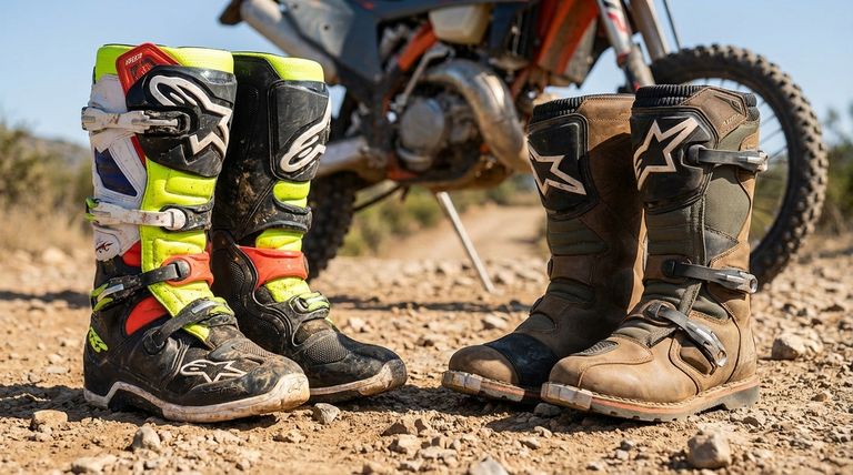 ¿Qué son las botas de moto de cross y en qué se diferencian de las botas ADV? Elige la protección adecuada para tu viaje