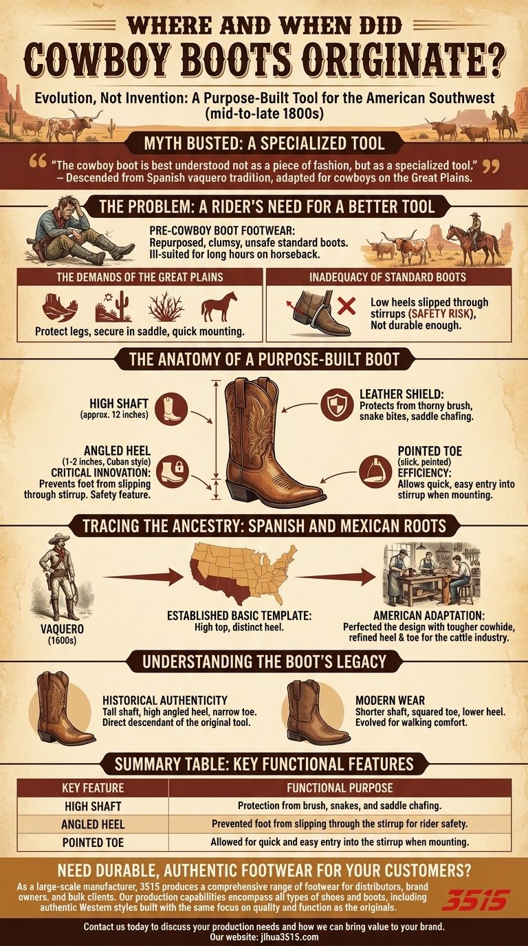 Dove e quando sono nati gli stivali da cowboy? L'evoluzione funzionale di un'icona americana Guida Visiva
