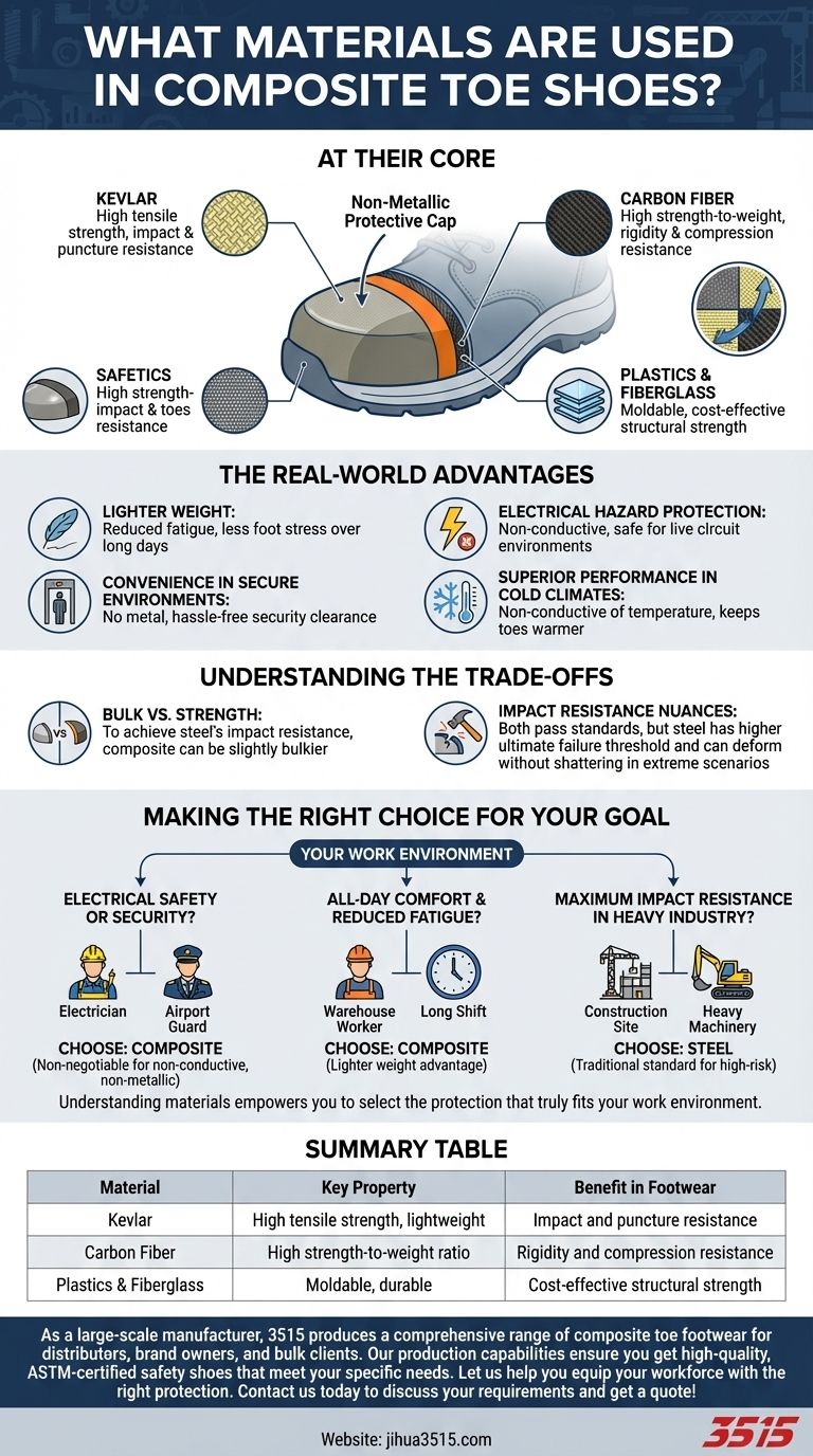 복합 토우 신발에는 어떤 소재가 사용되나요? 경량 안전 신발 가이드 시각적 가이드