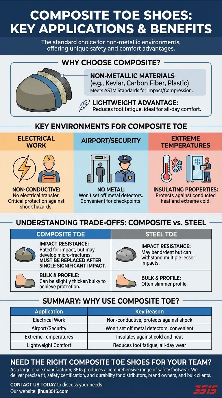 Où sont généralement utilisées les chaussures à embout composite ? Essentiel pour les travaux d'électricité et de sécurité Guide Visuel