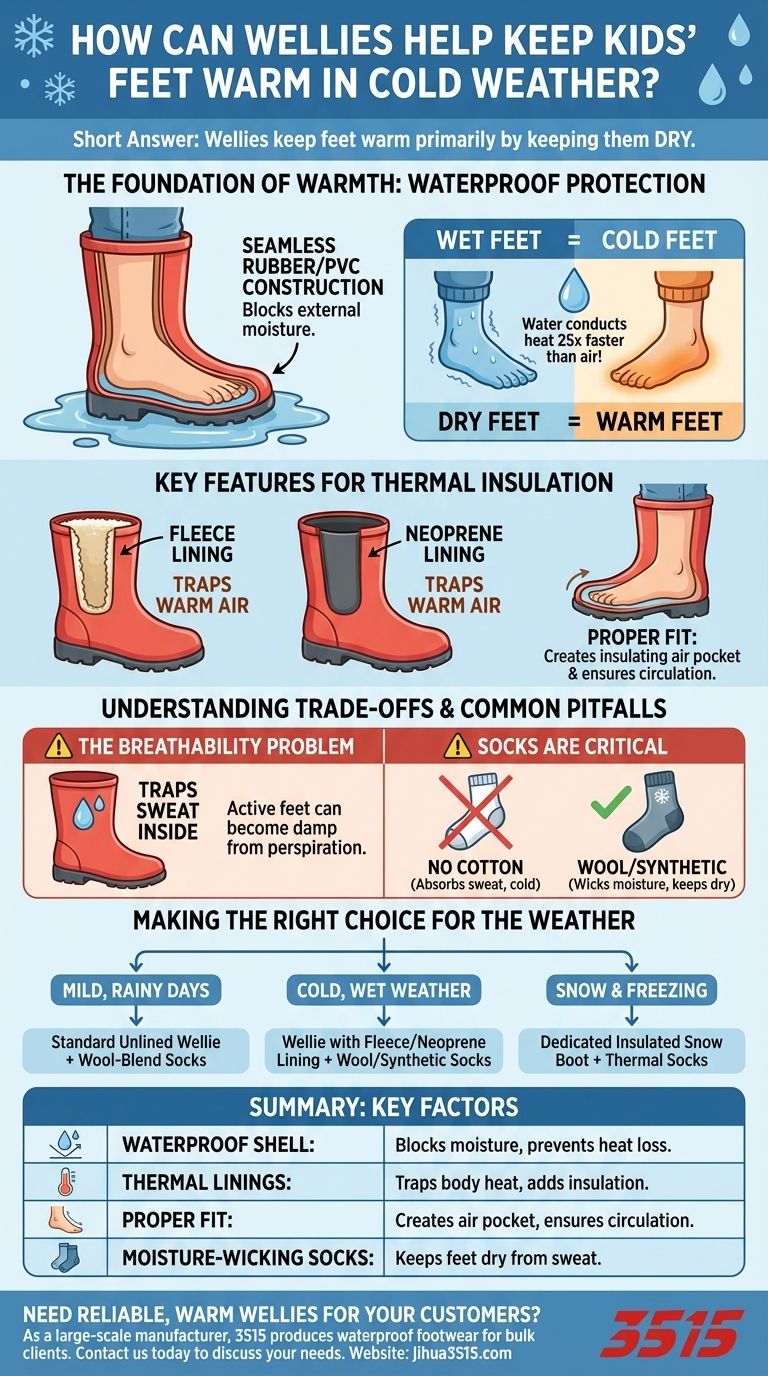 長靴は寒い季節に子供の足を暖かく保つのにどのように役立ちますか？ 乾いた暖かい足の科学 ビジュアルガイド