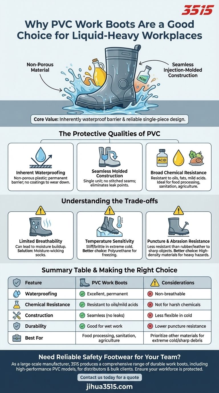Почему рабочие ботинки из ПВХ — хороший выбор для рабочих мест, связанных с воздействием жидкостей? Визуальное руководство