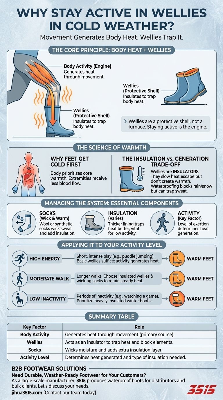 在寒冷天气穿雨鞋时，保持活跃为什么很重要？脚部保暖的关键 图解指南