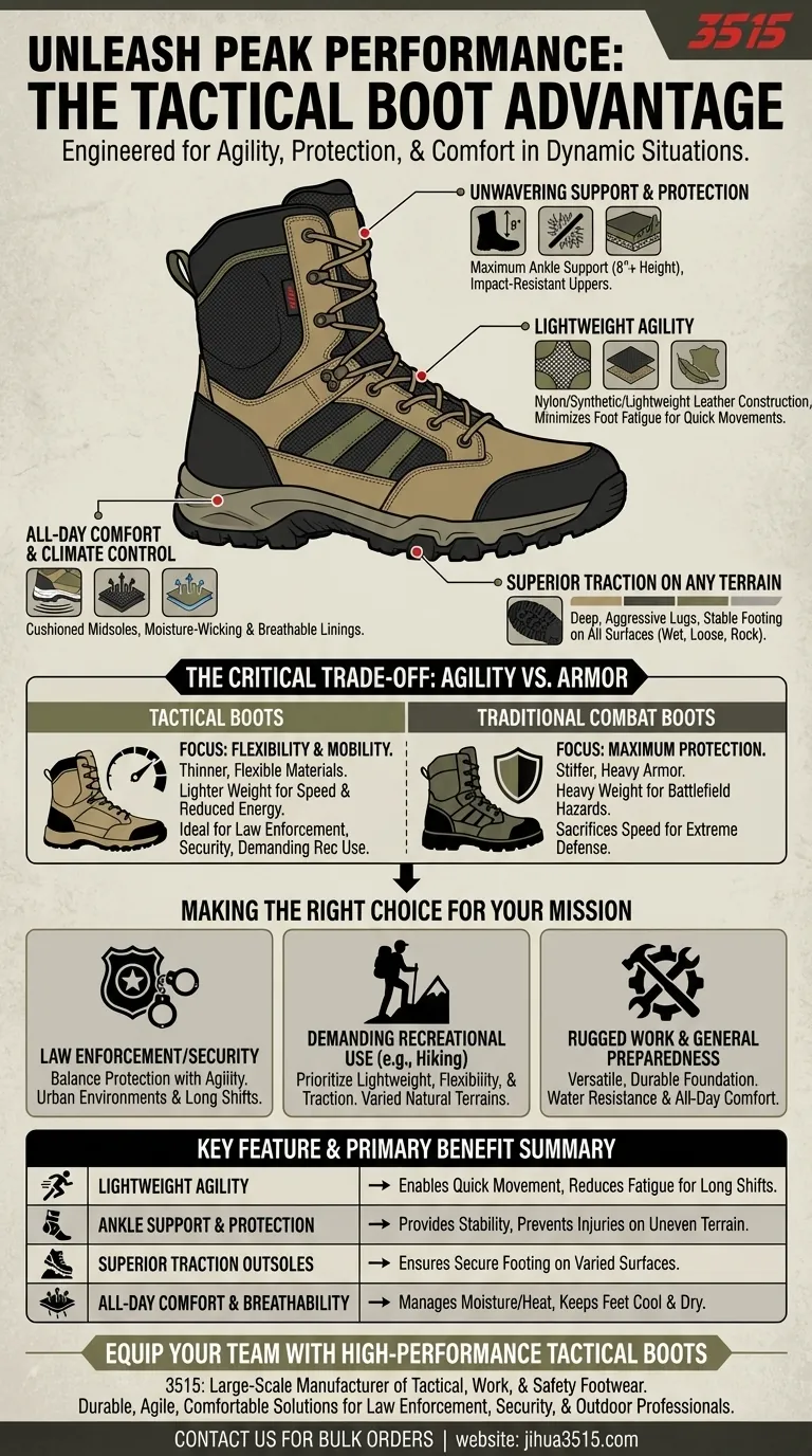 Quelles sont les caractéristiques clés des bottes tactiques ? Agilité, soutien et traction décortiqués Guide Visuel
