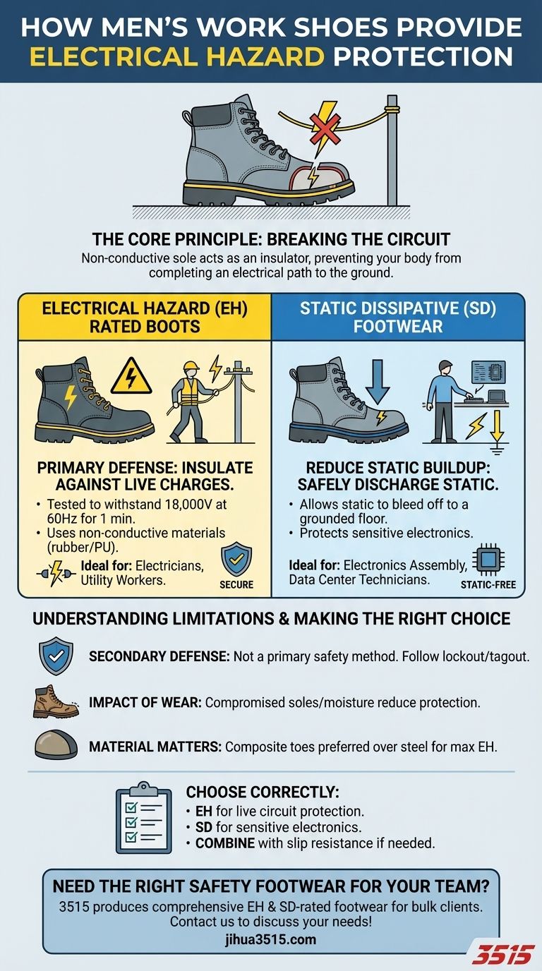 Wie schützen Herren-Arbeitsschuhe vor elektrischen Gefahren? Schützen Sie sich vor stromführenden Stromkreisen Visuelle Anleitung