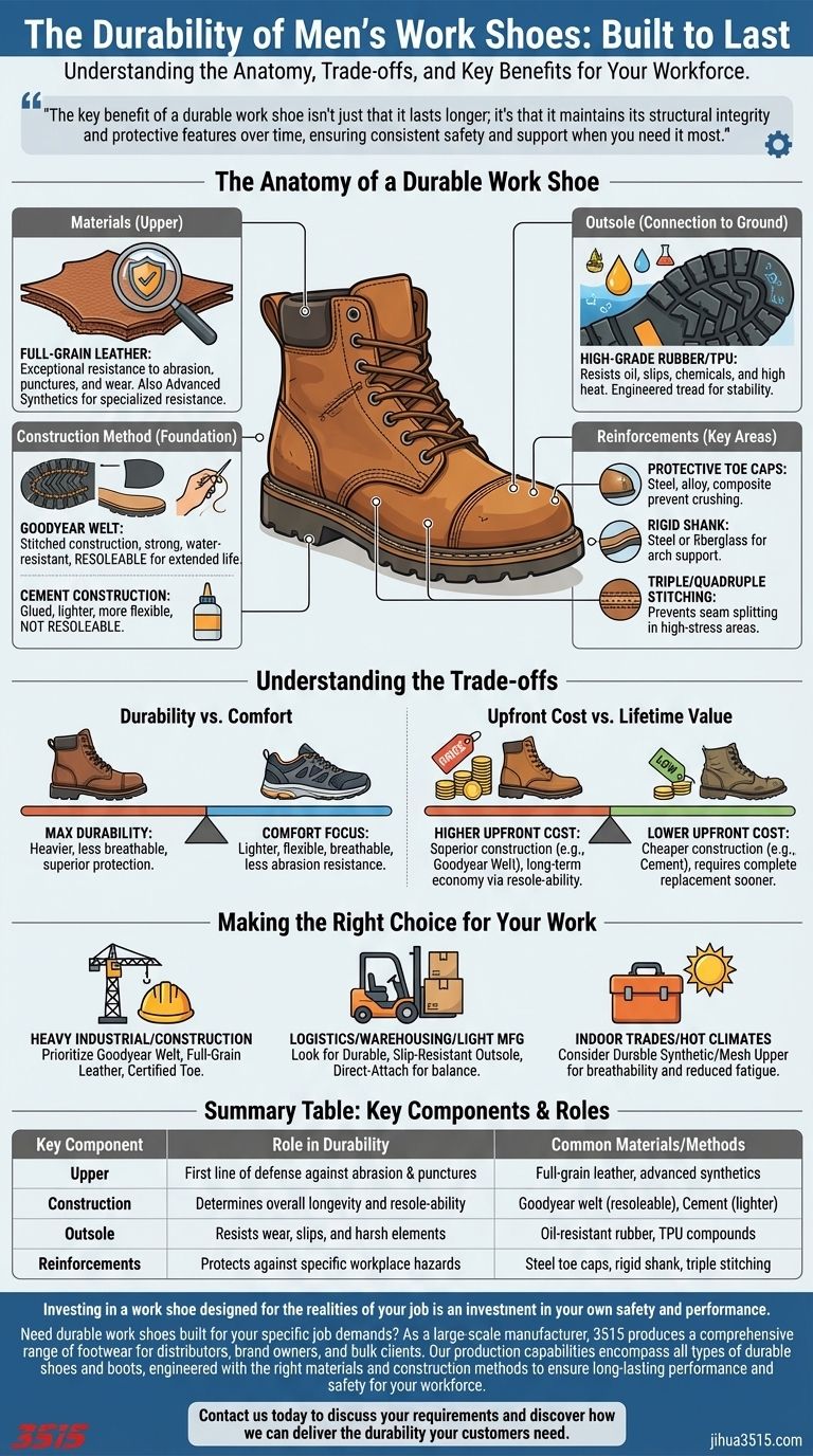 男士工作鞋在耐用性方面有哪些关键优势？最大化安全与寿命 图解指南