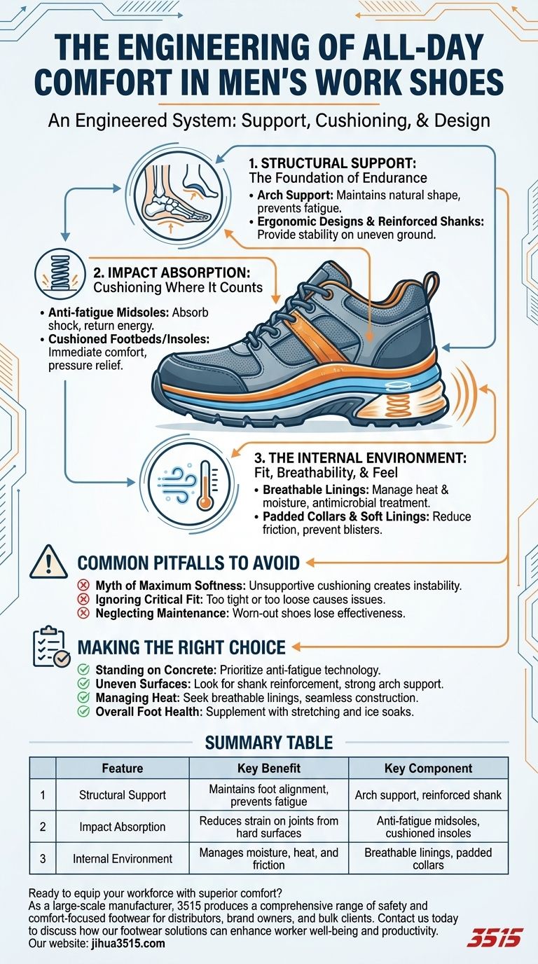 Come fanno le scarpe da lavoro da uomo a garantire il comfort durante lunghe ore di lavoro? Una guida per ingegneri al supporto per tutto il giorno Guida Visiva