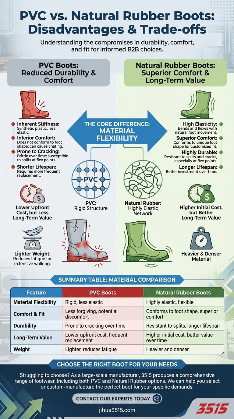 Quels sont les inconvénients des bottes en PVC par rapport au caoutchouc naturel ? Un guide des compromis matériels Guide Visuel