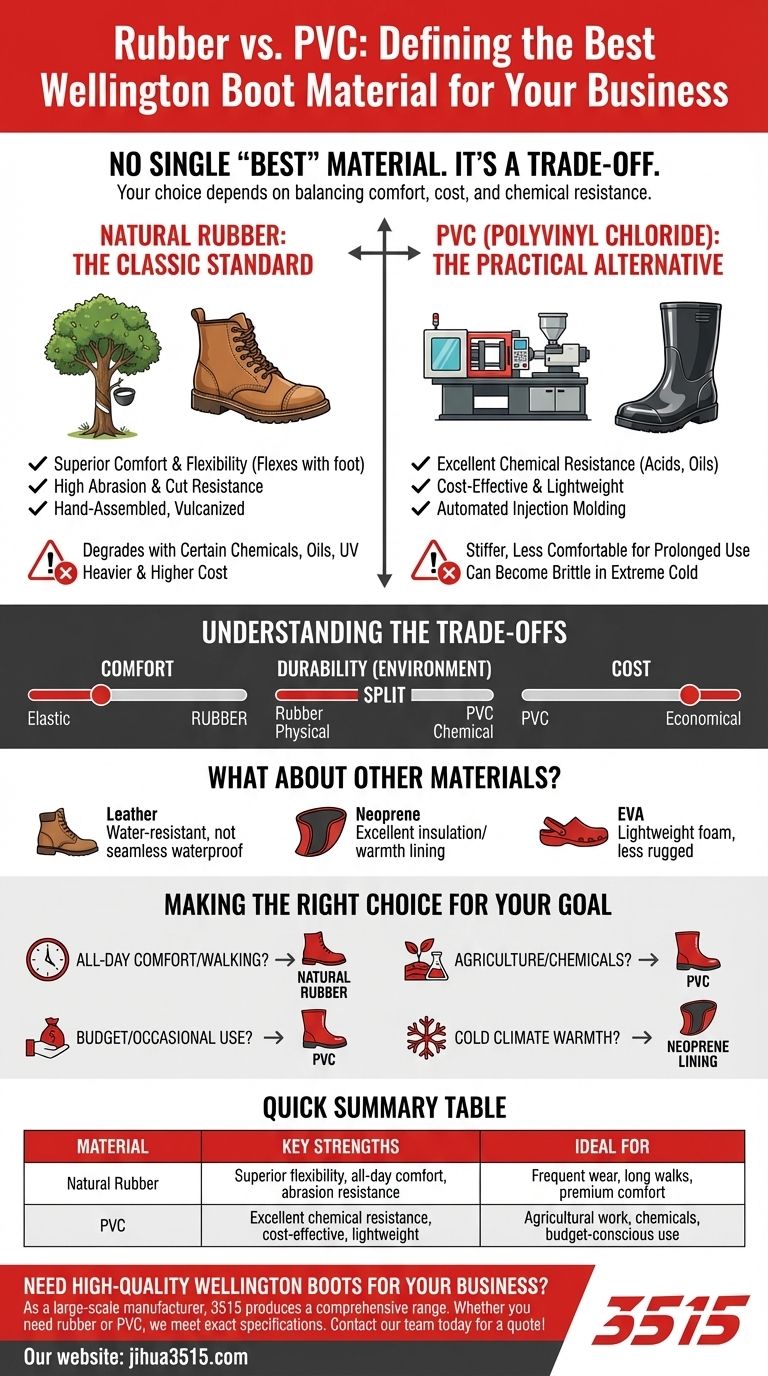 Existe-t-il un matériau définitif idéal pour les bottes de pluie ? Choisissez la botte adaptée à vos besoins Guide Visuel