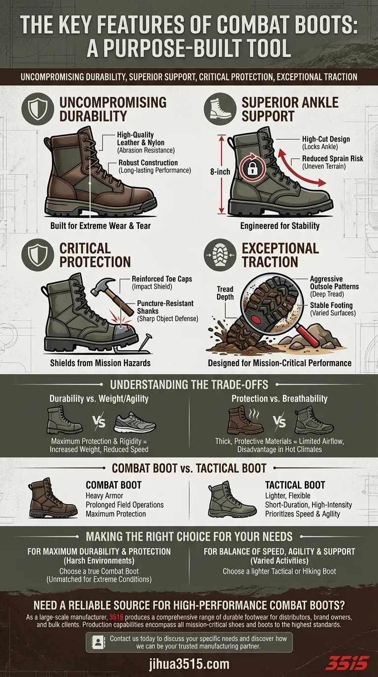 ¿Cuáles son las características clave de las botas de combate? Durabilidad y protección inigualables para entornos exigentes Guía Visual