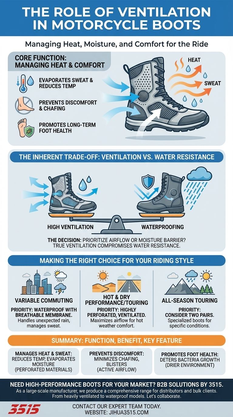 What role does ventilation play in motorcycle boots? Balancing Comfort and Performance Visual Guide